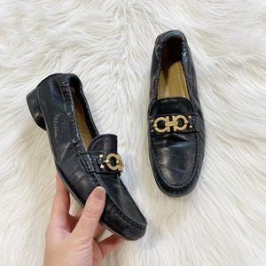 SALVATORE FERRAGAMO Sport Leather Loafer Flats